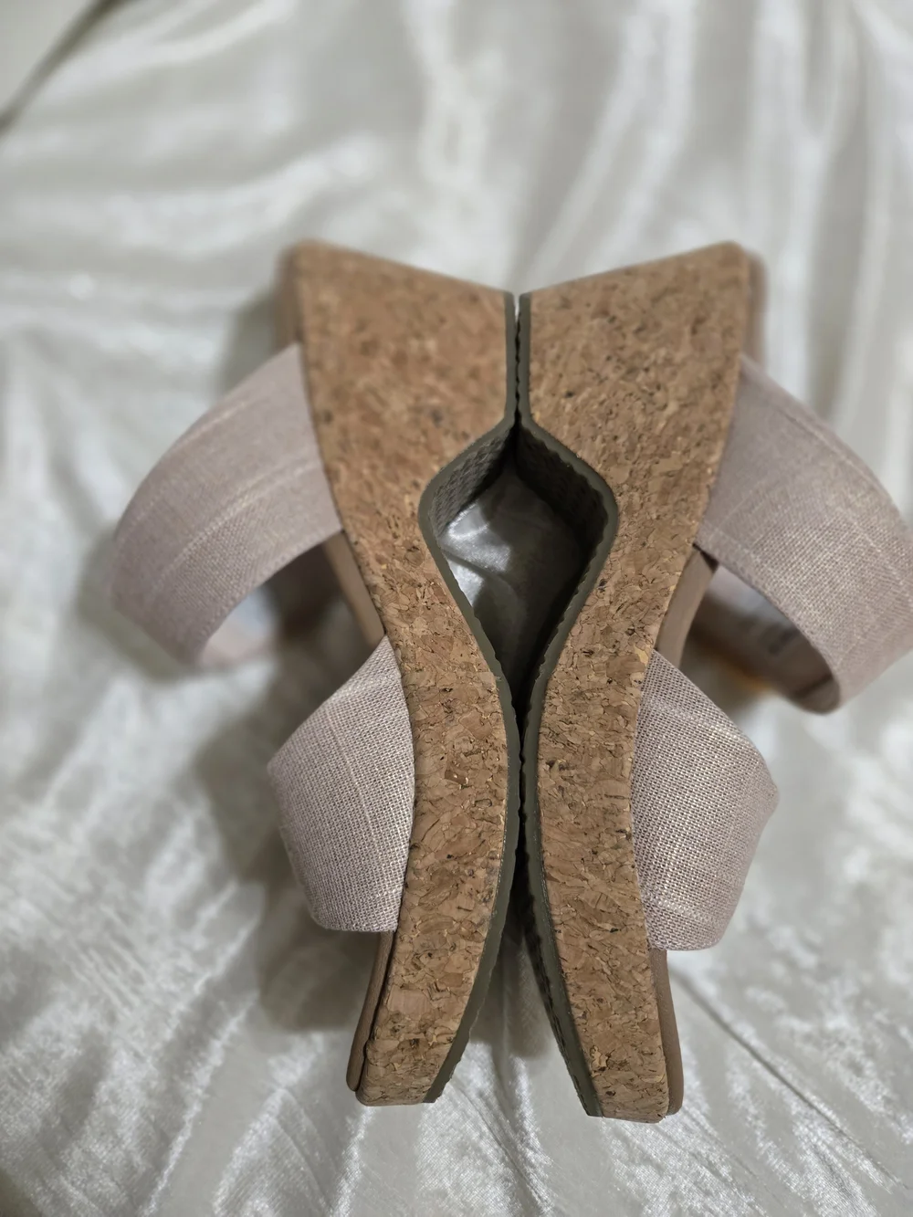 Beige Cork Wedge Sandals - Women Size 7 1/2 SKECHERS NWOB